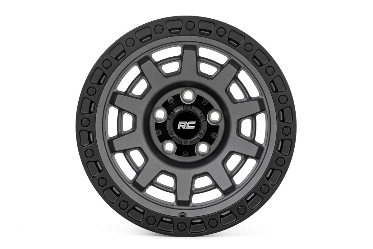 Chevrolet Blazer Wheel - Rough Country - 85 Series, One-Piece, Simulated Bead Lock - Gunmetal Gray/Black - '69-'94